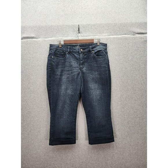 Womens Solo Curvy Crop Jeans Size 14 In Dark Blue Denim - Picture 1 of 4